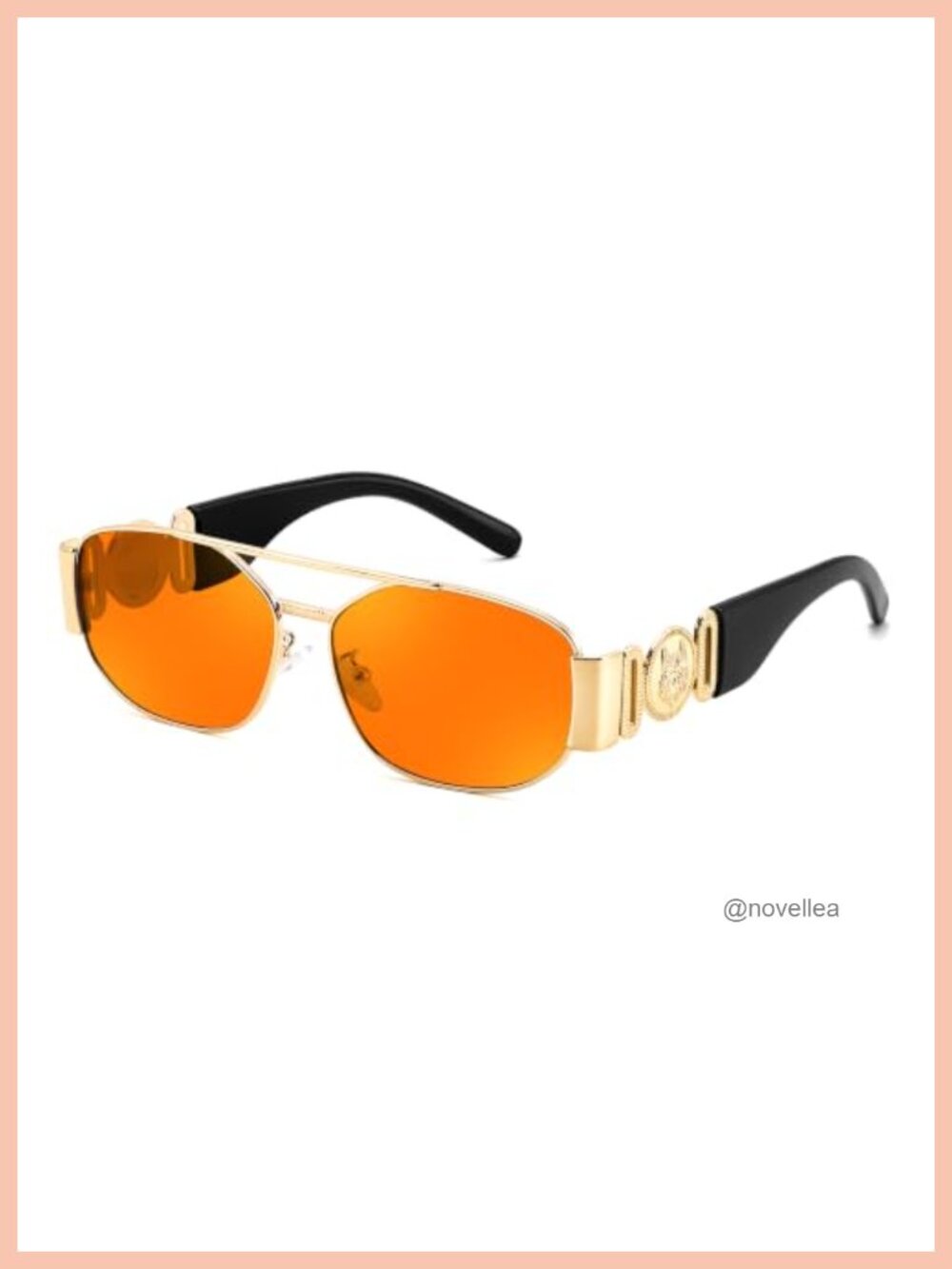Retro Rectangle Aviator Sunglasses UV400 Protection Metal Frame